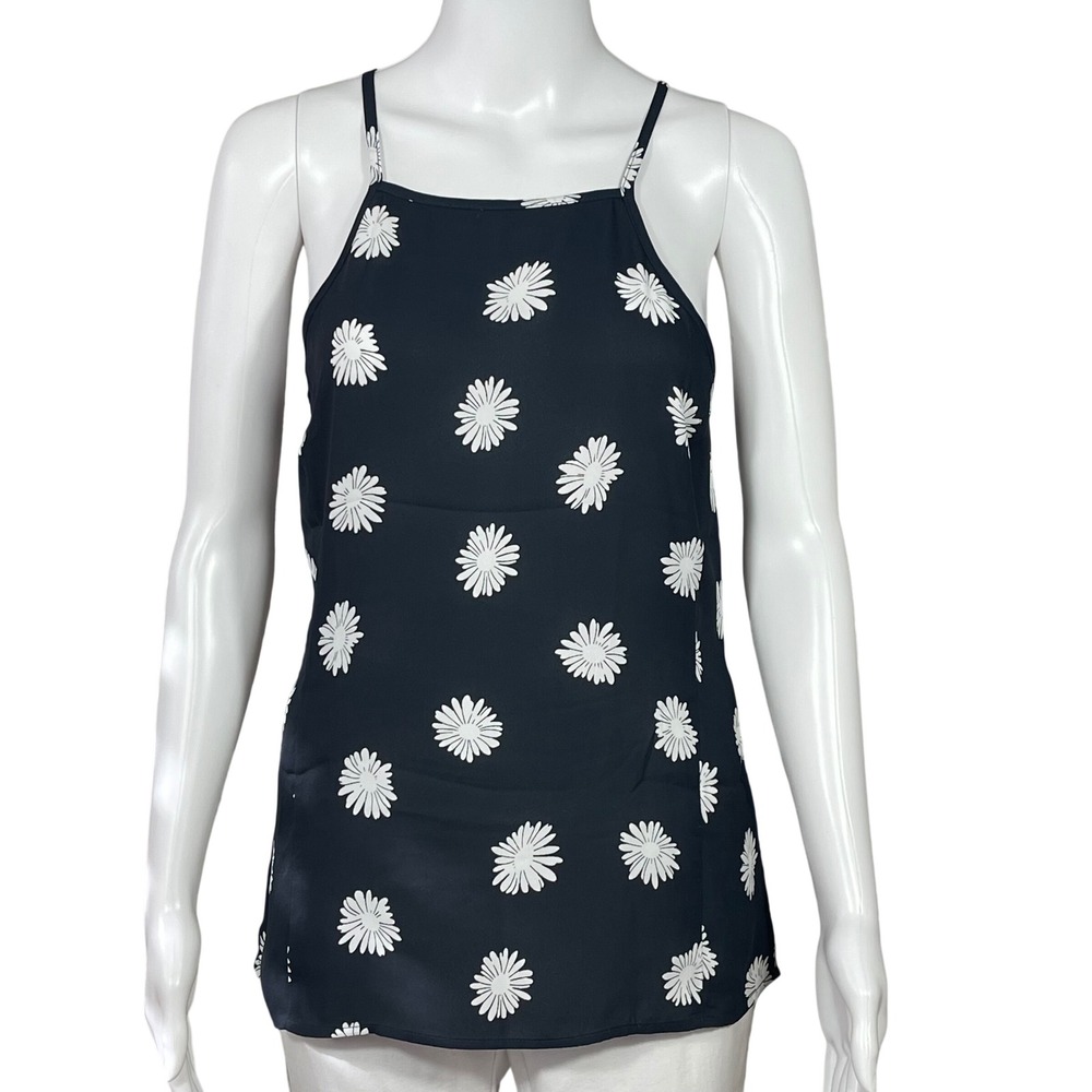 Womens Tank Cami XS Cabi Daisy Petal Deep Navy and White Flowy Floral Tank Top